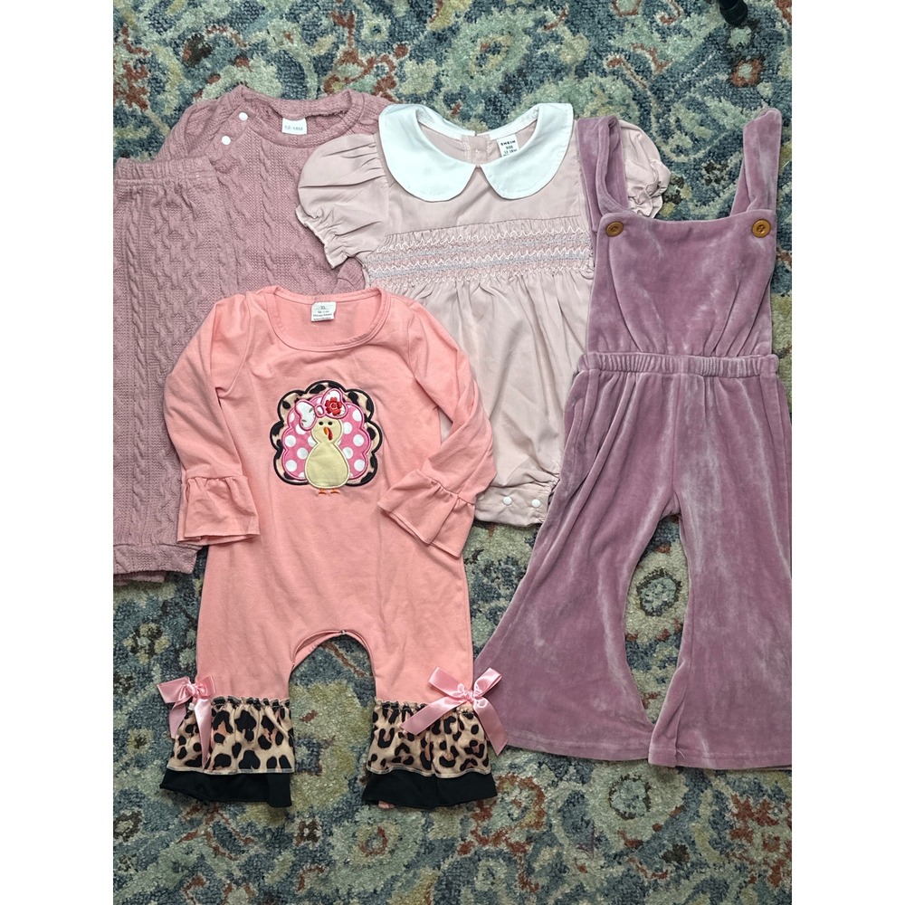 Bailey's Blossoms Shein Boutique Bundle Girls 12-18M Pink Mauve Fall